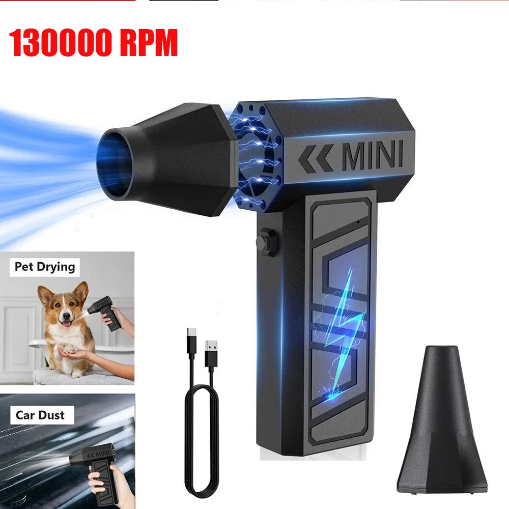 130000RPM Mini Turbo Jet Fan Electric Air Duster Adjustable wind speed Portable Turbo Violent Blower Rechargeable Car Cleaning