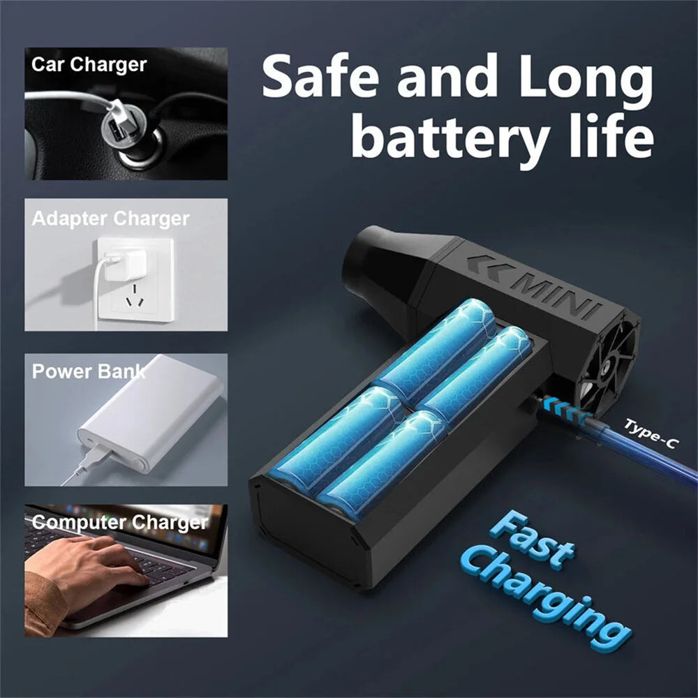 130000RPM Mini Turbo Jet Fan Electric Air Duster Adjustable wind speed Portable Turbo Violent Blower Rechargeable Car Cleaning