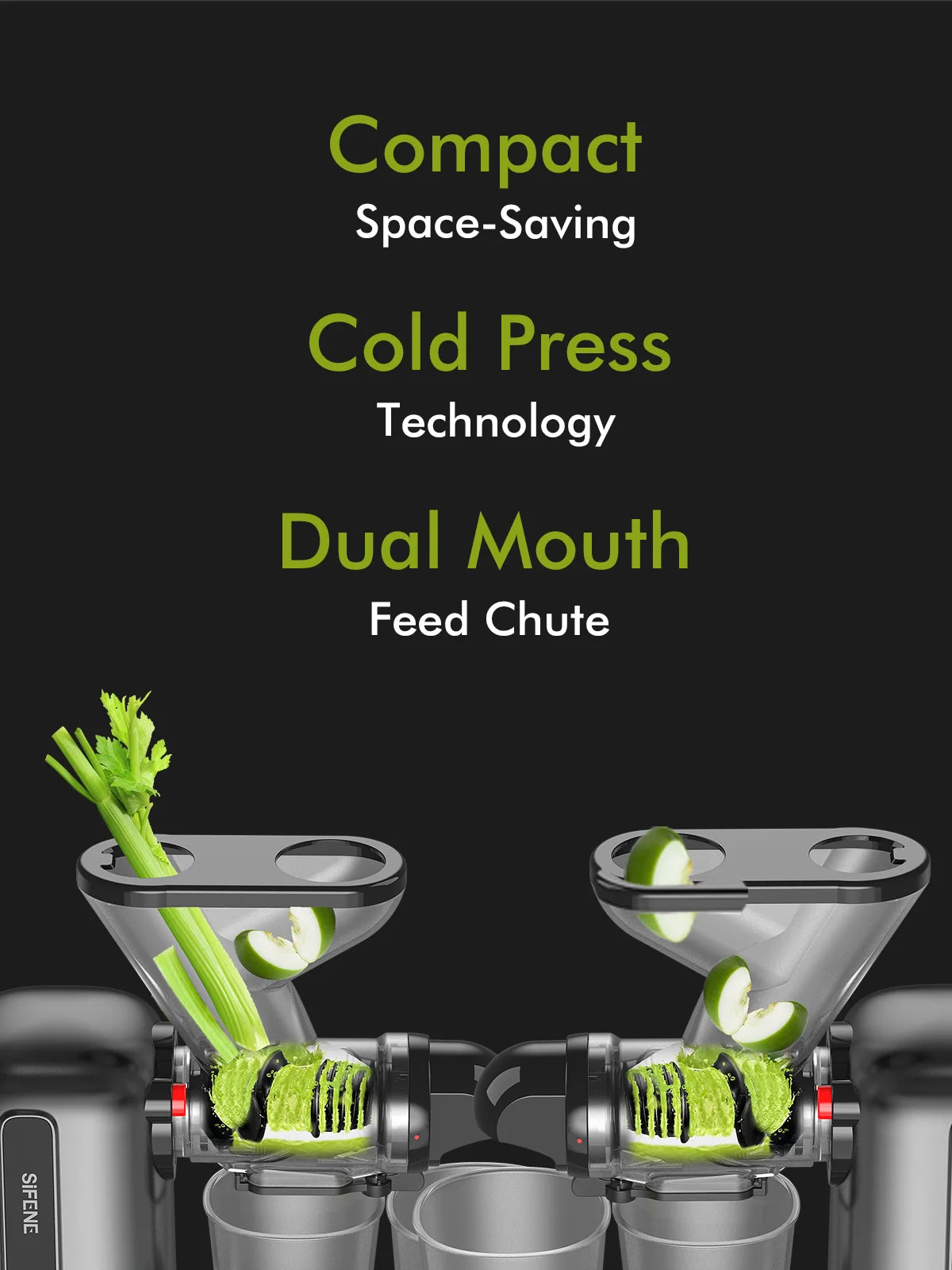 SiFENE Compact Cold Press Juicer | Single-Serve Slow Masticating Juicer, Easy to Clean, Anti-Clog, Quiet Motor, Home Improvement.