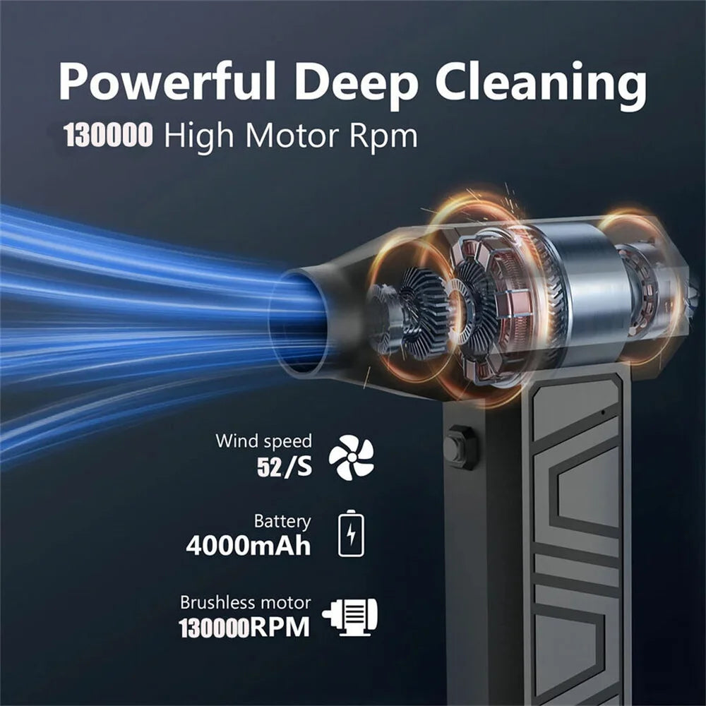 130000RPM Mini Turbo Jet Fan Electric Air Duster Adjustable wind speed Portable Turbo Violent Blower Rechargeable Car Cleaning