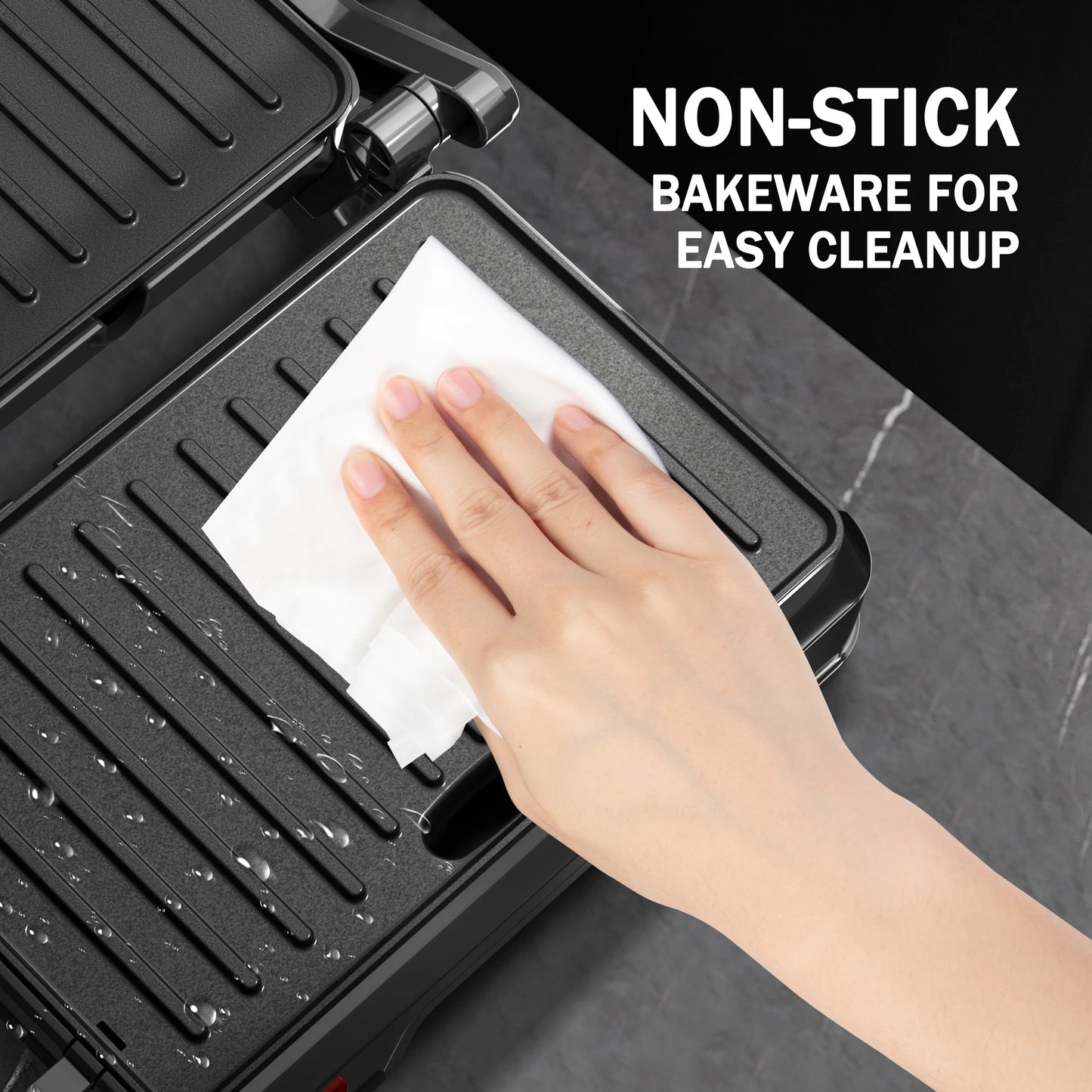 Panini Press Sandwich Maker, 850W Sandwich Press Grill with Non-Stick Coated Plates, Indicator Light, Locking Lid