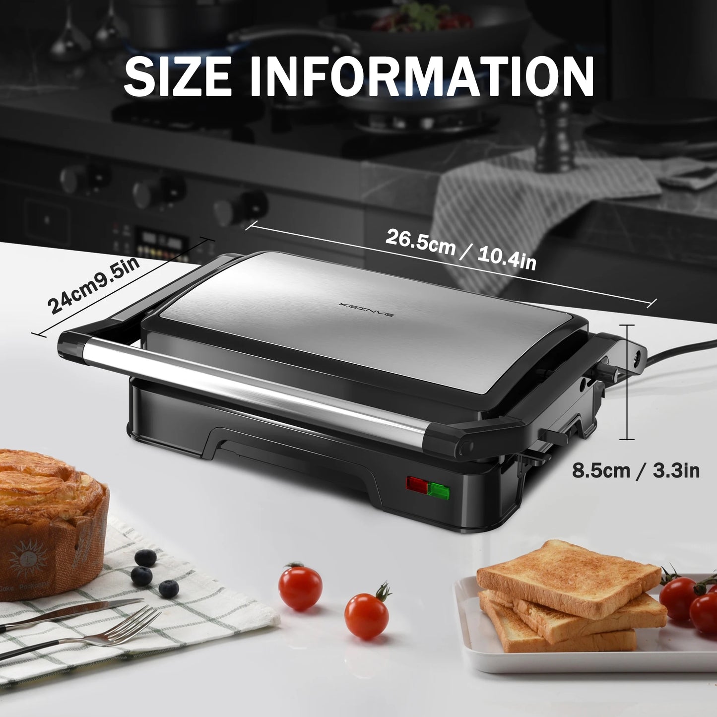Panini Press Sandwich Maker, 850W Sandwich Press Grill with Non-Stick Coated Plates, Indicator Light, Locking Lid