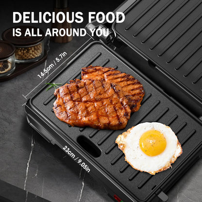 Panini Press Sandwich Maker, 850W Sandwich Press Grill with Non-Stick Coated Plates, Indicator Light, Locking Lid