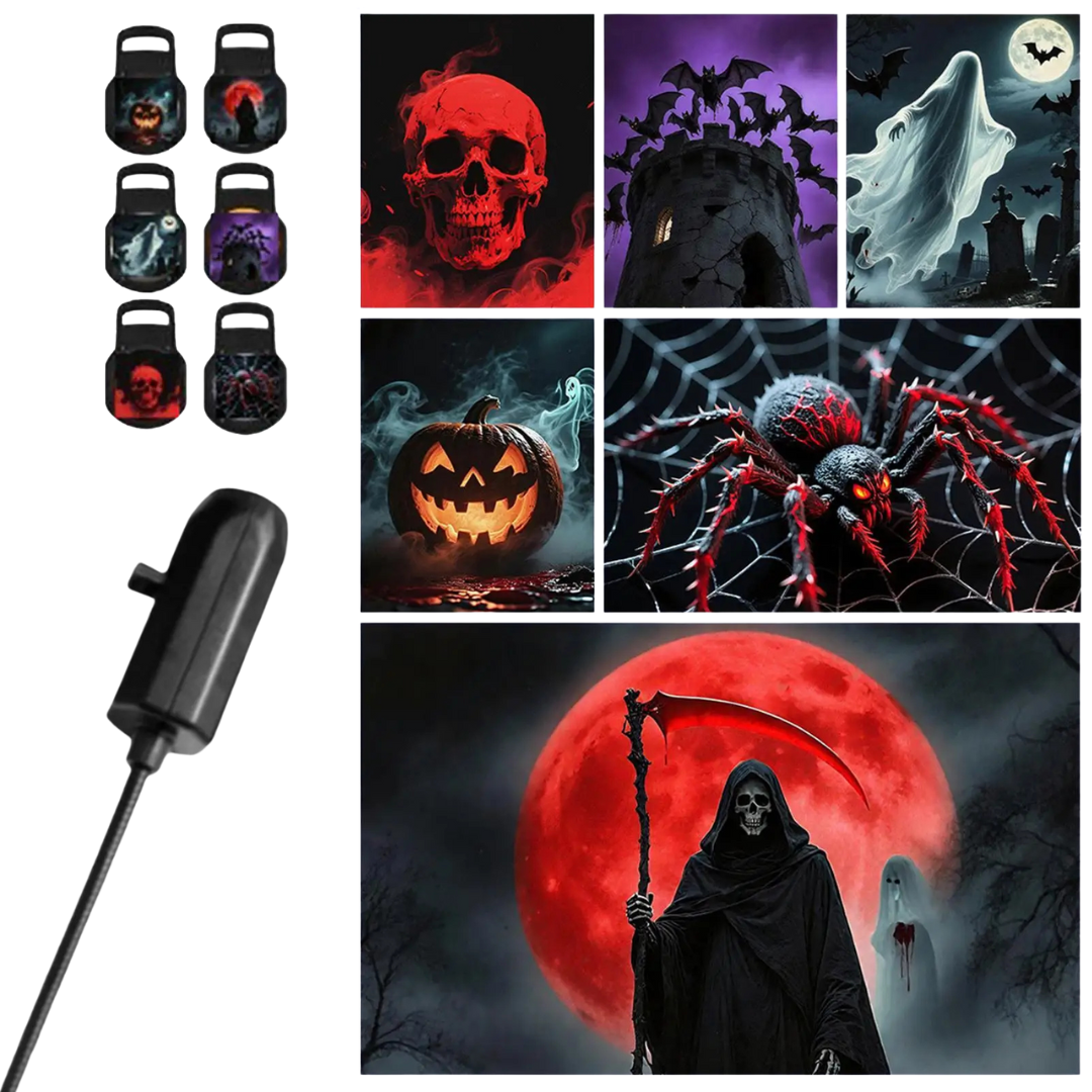 Halloween USB  Micro Projector - 360 Degree Rotating Stick - Halloween Light Decoration For Any Surface.