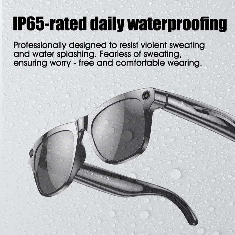 AI Smart Glasses: Photochromic 4K Multifunction Camera Bluetooth Call Voice Assistant Music Player Translate Glasses
