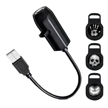 Halloween USB  Micro Projector - 360 Degree Rotating Stick - Halloween Light Decoration For Any Surface.