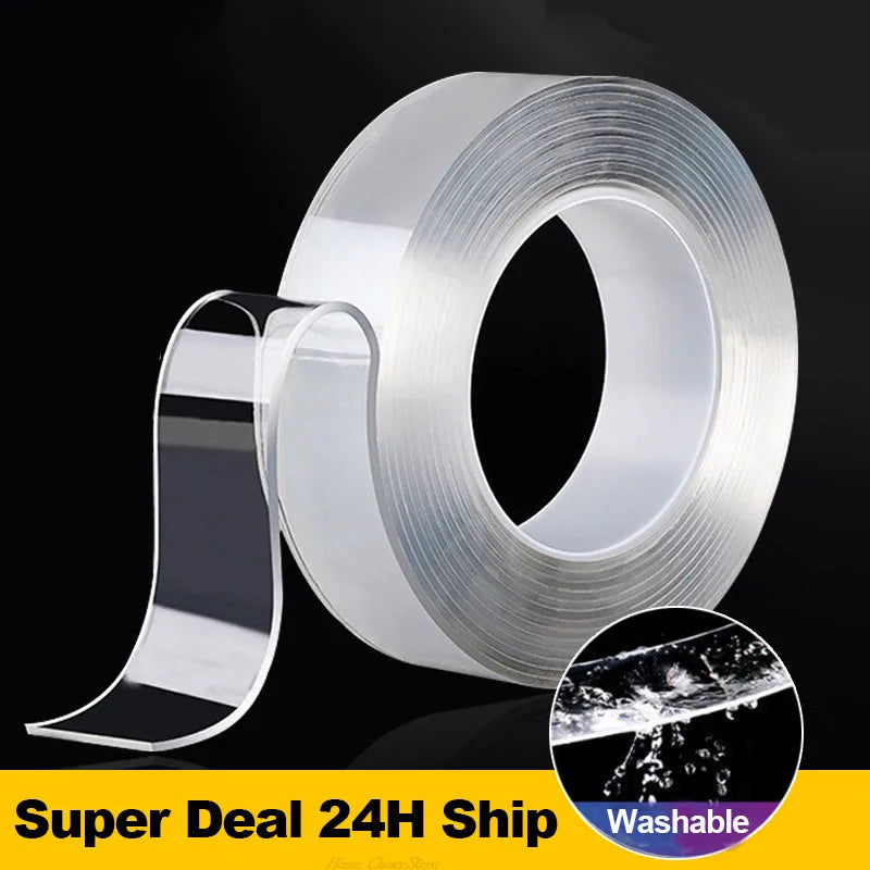 Nano Tape | Super Strong Double-Sided Adhesive Tape, Transparent, Reusable, Waterproof and Heat Resistance