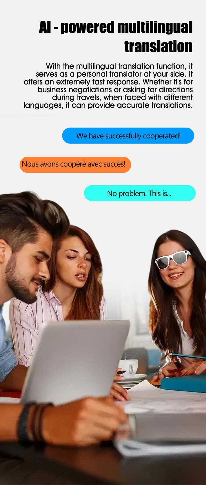 AI Smart Glasses: Photochromic 4K Multifunction Camera Bluetooth Call Voice Assistant Music Player Translate Glasses