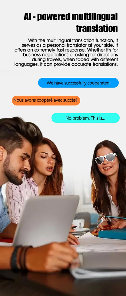 AI Smart Glasses: Photochromic 4K Multifunction Camera Bluetooth Call Voice Assistant Music Player Translate Glasses