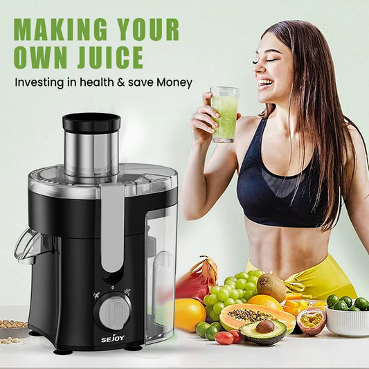 SEJOY Compact Fruits Juicer, Juice Extractor Machine - Easy Operation Centrifugal Extractor - Adjustable Speed