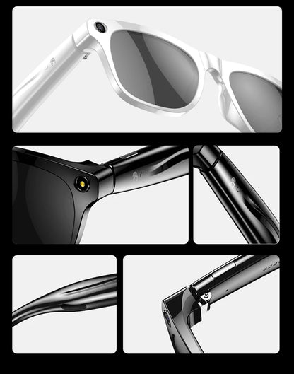 AI Smart Glasses: Photochromic 4K Multifunction Camera Bluetooth Call Voice Assistant Music Player Translate Glasses