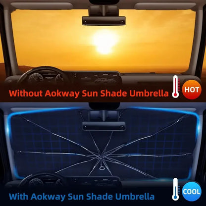 Windshield Sun Shade Umbrella, Foldable Car Sunshade with UV Blocking - Protect Car from Sun Rays & Heat Damage Keep Cool