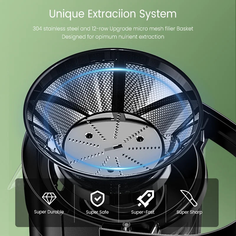 SEJOY Compact Fruits Juicer, Juice Extractor Machine - Easy Operation Centrifugal Extractor - Adjustable Speed