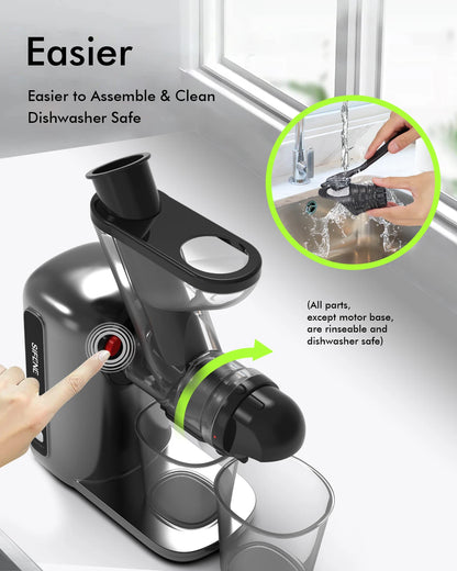 SiFENE Compact Cold Press Juicer |  Single-Serve Slow Masticating Juicer, Easy to Clean, Anti-Clog, Quiet Motor, Home Improvement.