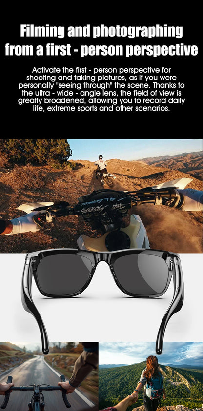 AI Smart Glasses: Photochromic 4K Multifunction Camera Bluetooth Call Voice Assistant Music Player Translate Glasses