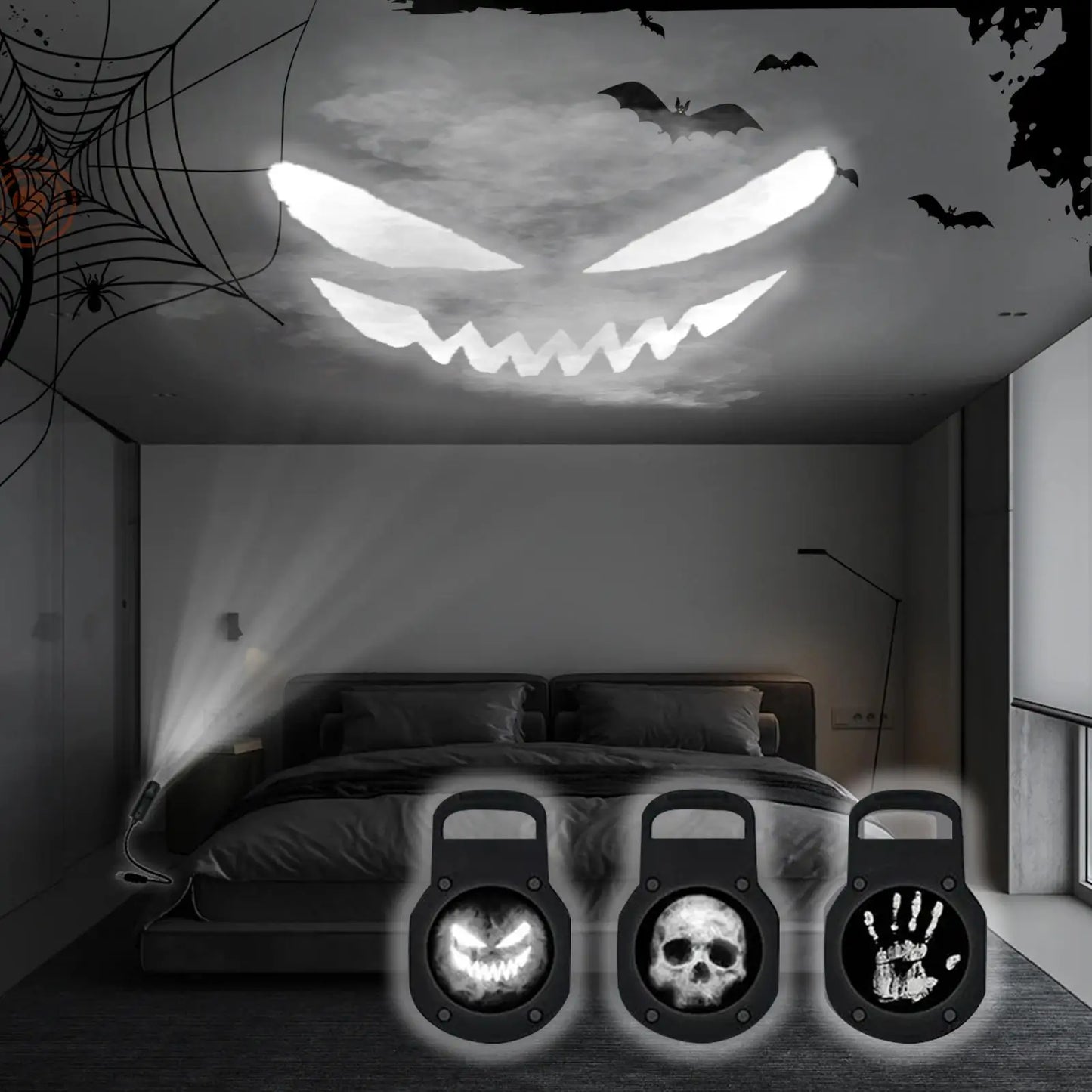 Halloween USB  Micro Projector - 360 Degree Rotating Stick - Halloween Light Decoration For Any Surface.