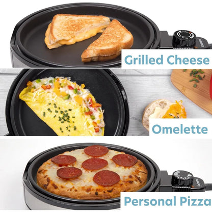 Baking Made Easy- Electric Appliance w Temp Control, 3 Interchangeable Skillets for Grilling, Baking or Dessert Making