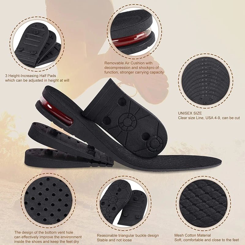 Height Increase Insole Invisible Heightening Template Air Cushion Shoe Inserts Variable Height Insoles Adjustable Foot Pad