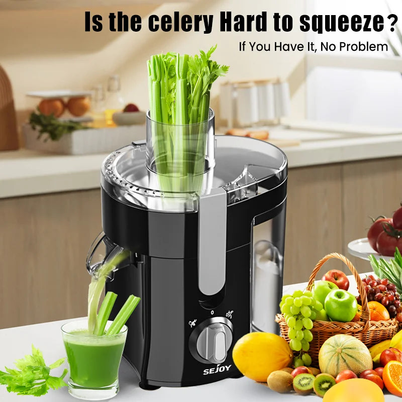 SEJOY Compact Fruits Juicer, Juice Extractor Machine - Easy Operation Centrifugal Extractor - Adjustable Speed