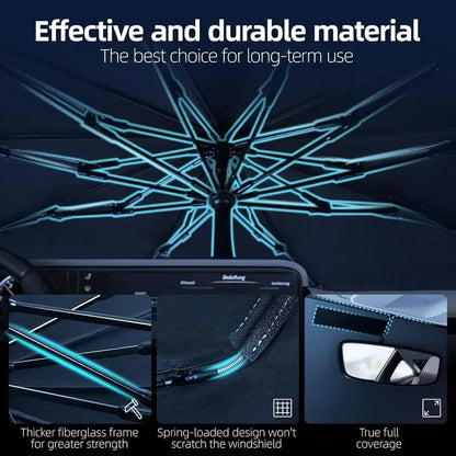 Windshield Sun Shade Umbrella, Foldable Car Sunshade with UV Blocking - Protect Car from Sun Rays & Heat Damage Keep Cool