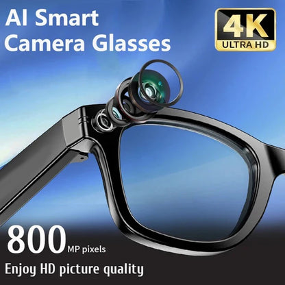 AI Smart Glasses: Photochromic 4K Multifunction Camera Bluetooth Call Voice Assistant Music Player Translate Glasses