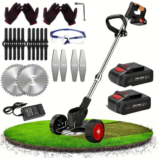 Cordless Lawn Trimmer With 2 Lithium Batteries & 3 Cutting Blade Types