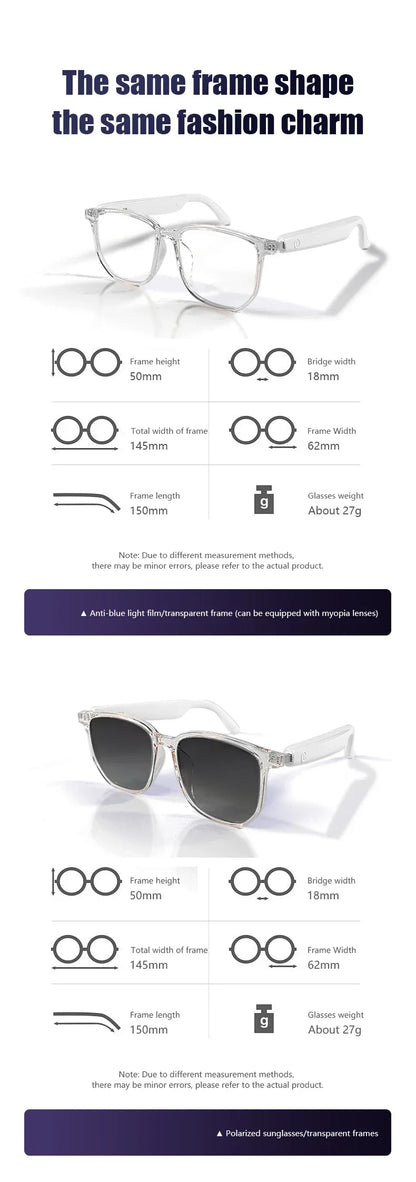 GS03 Upper Smart Glasses - Camera,  Video Recording, Bluetooth, Call, Voice Translation, AI Assistant