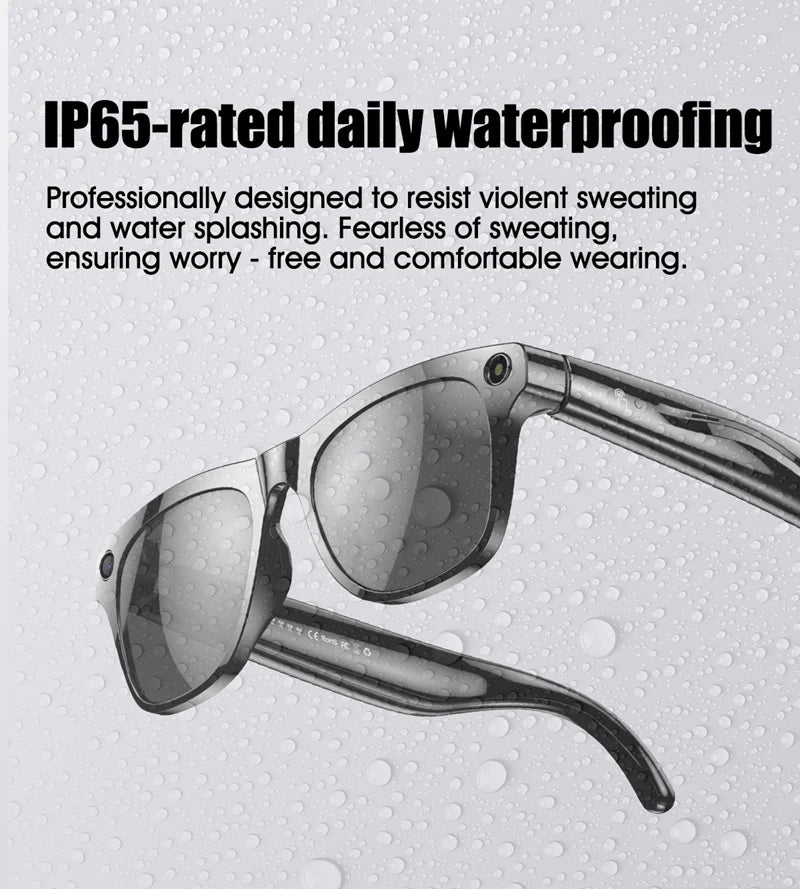 AI Smart Glasses: Photochromic 4K Multifunction Camera Bluetooth Call Voice Assistant Music Player Translate Glasses