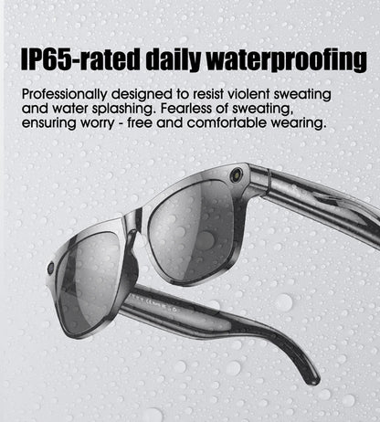 AI Smart Glasses: Photochromic 4K Multifunction Camera Bluetooth Call Voice Assistant Music Player Translate Glasses